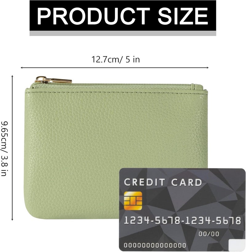 Chelmon PU Leather Coin Purse Pouch Change Holder Small With Zipper for Men Women 2 PCS Set (Black&Light Green) - Image 5
